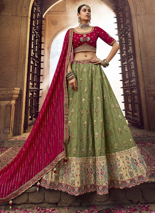 Heavy Viscose Sea Green Bridal Wear Embroidery Work Lehenga Choli